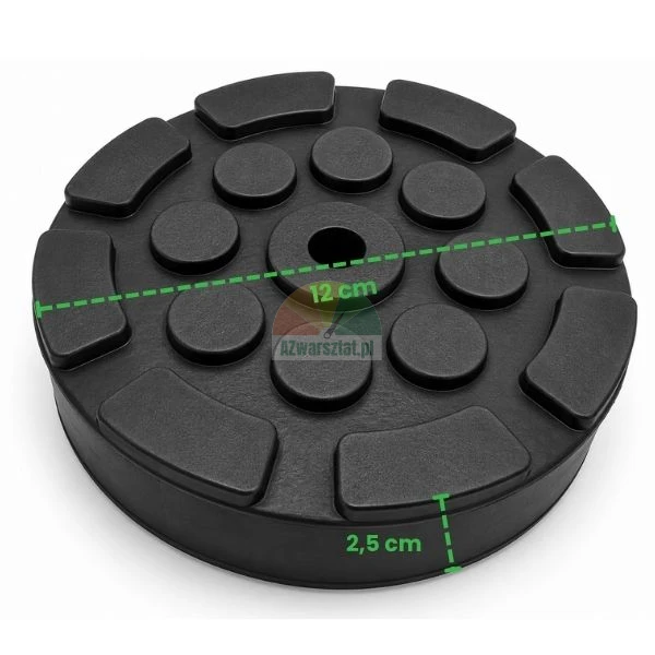 Okrągła podkładka gumowa pod podnośnik o średnicy 12 cm i grubości 2,5 cm