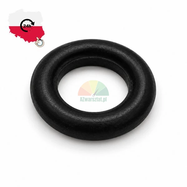Czarny gumowy o-ring uszczelniający na białym tle