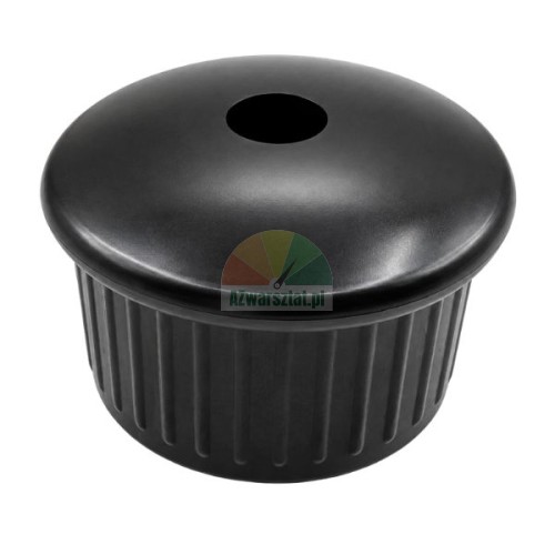 Czarny plastikowy uchwyt do pręta sześciokątnego 36 mm na białym tle