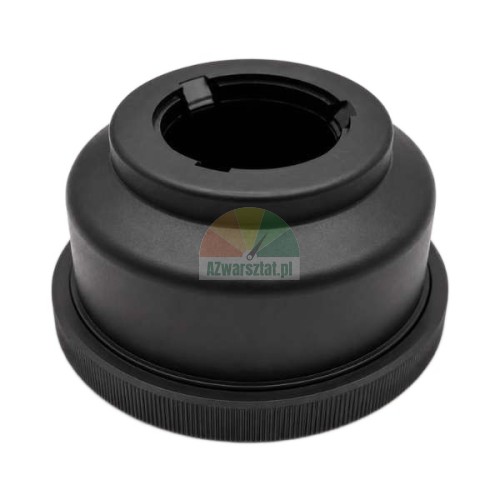 Czarny adapter dociskowy do nakrętki szybkomocującej wyważarki do kół