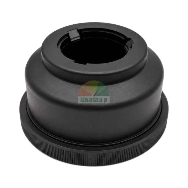 Czarny adapter dociskowy do nakrętki szybkomocującej wyważarki do kół