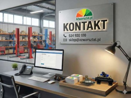 Biurko z danymi kontaktowymi firmy